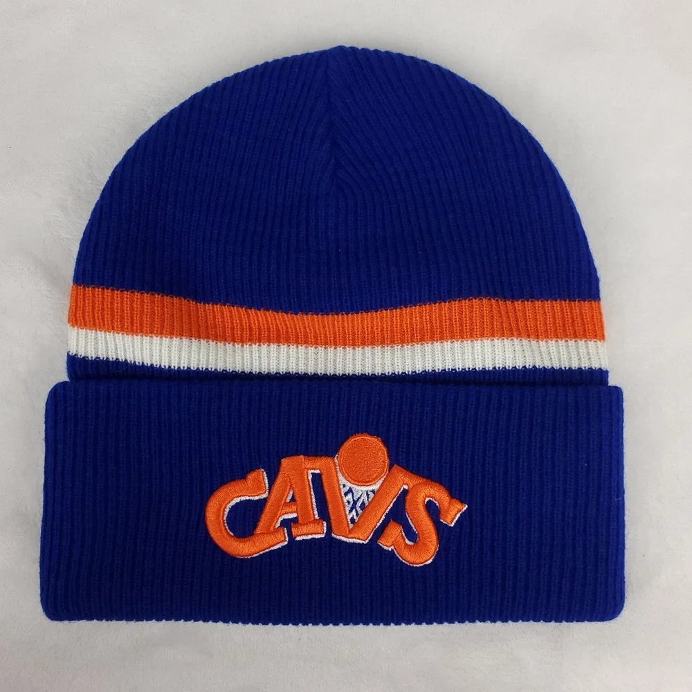 Cleveland Cavs Mitchell & Ness NBA Cuff Knit Beanie Hat Cap 3D Logo Blue New‎